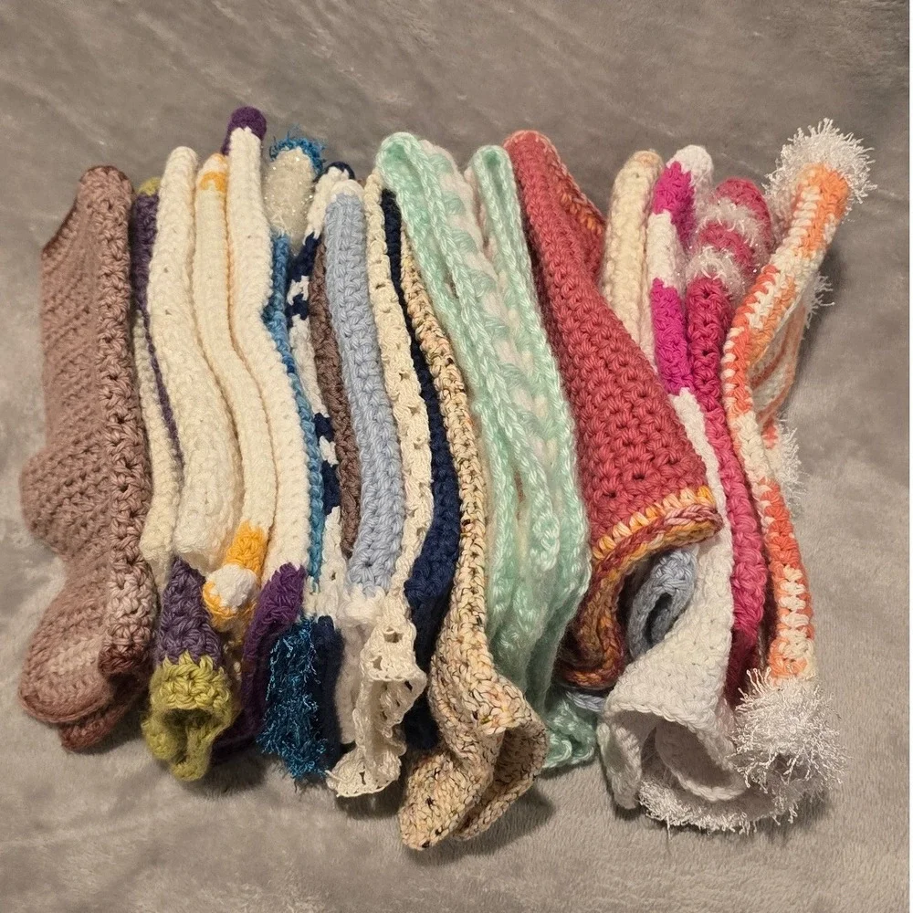 Handmade Crochet Washcloths Lot of‎ 20 Cotton Dishcloths Multi Color